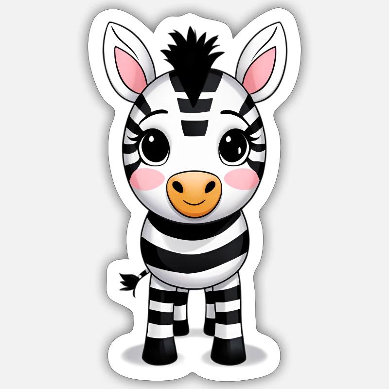 Kawaii Zebra Caricature Pattern - Sticker size S (10 x 10 cm) - white matte