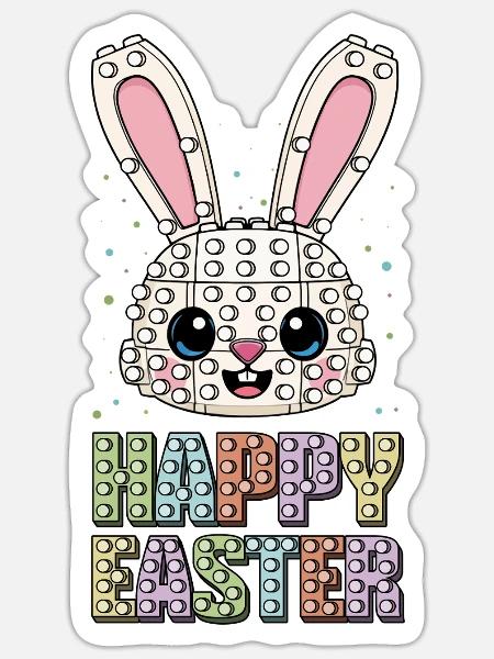 Meisterbauer Ziegelbauer Bunny Face Ziegel - Sticker Größe S (10 x 10 cm) - Mattweiß