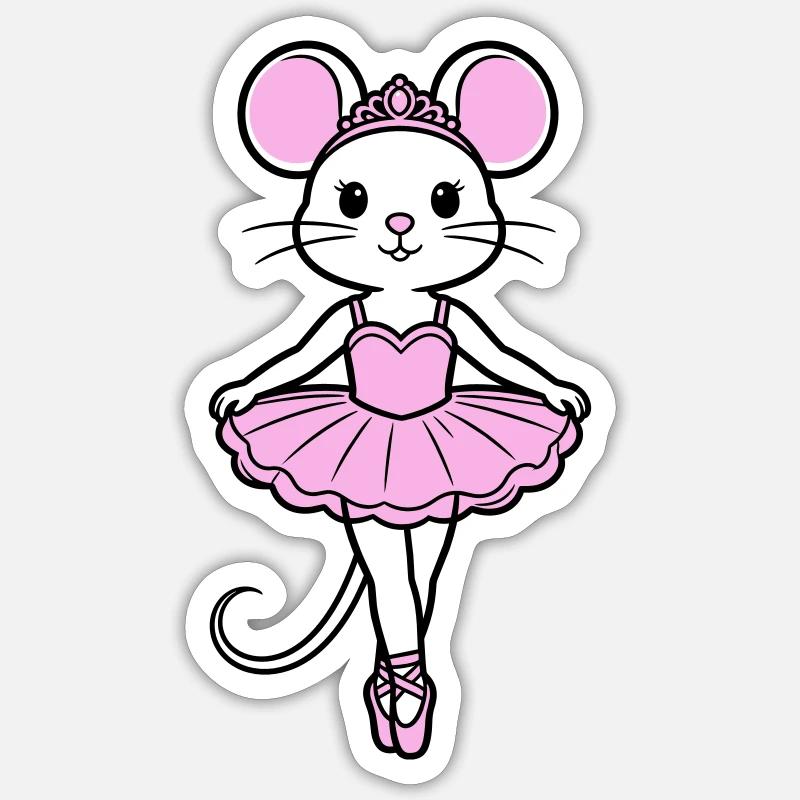 ballerina mouse - Sticker size S (10 x 10 cm) - white matte