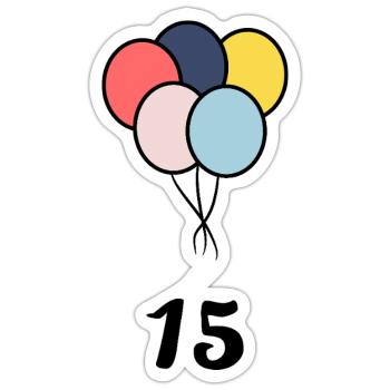 15. 15 YEARS. 15th ANNIVERSARY. 15 YEAR ANNIVERSARY. - Sticker size S (10 x 10 cm) - white matte - Front