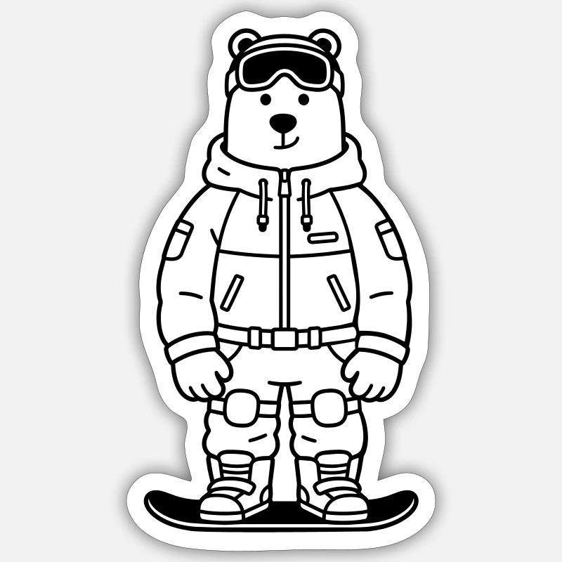 Bear Snowboarder - Sticker size S (10 x 10 cm) - white matte