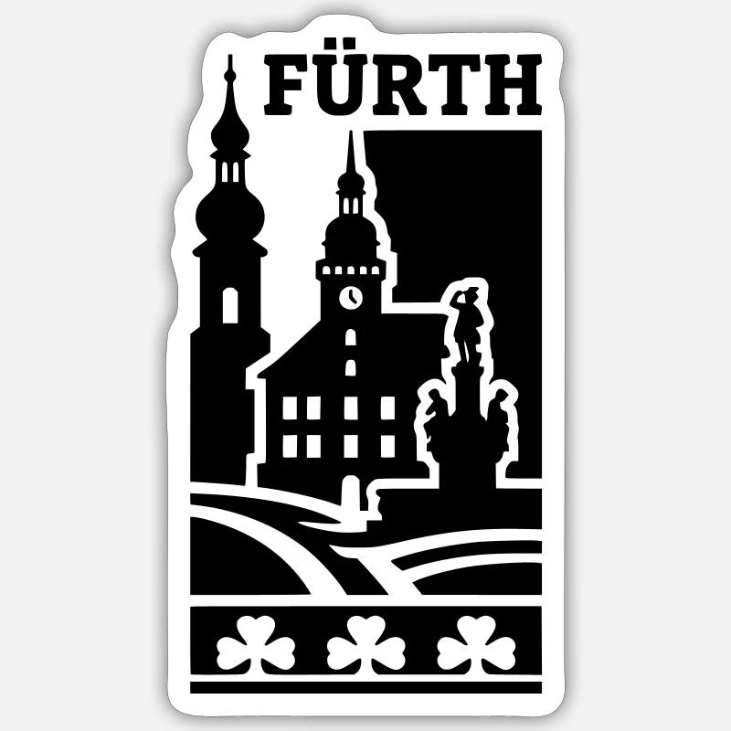 Fürth Silhouette Wahrzeichen - Sticker Größe S (10 x 10 cm) - Mattweiß