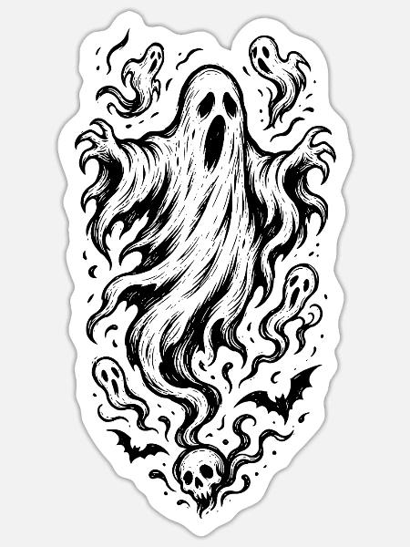 Geister - Sticker Größe S (10 x 10 cm) - Mattweiß