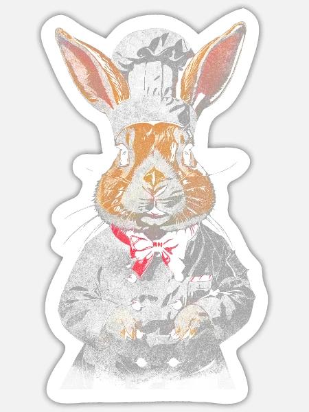 Chef Rabbit - Sticker Größe S (10 x 10 cm) - Mattweiß