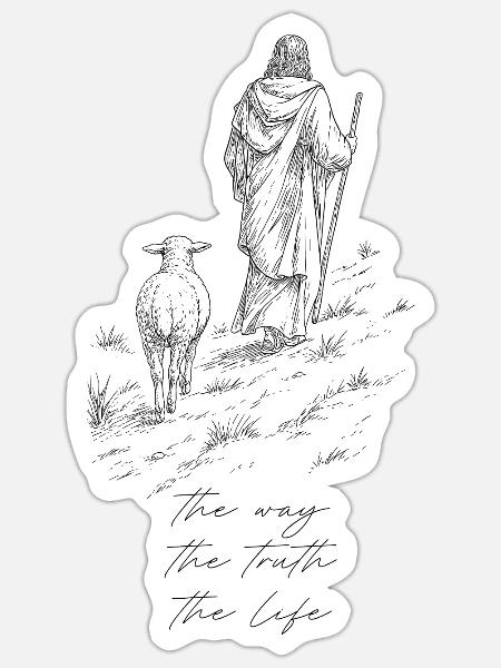 Jesus – Der Weg - Sticker Größe S (10 x 10 cm) - Mattweiß
