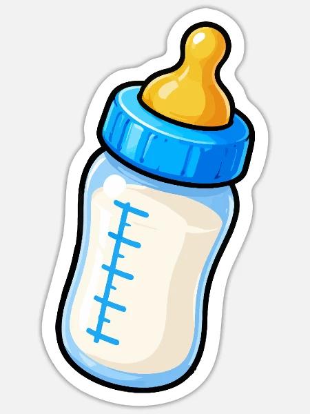 Bunte Babyflasche Illustration - Sticker Größe S (10 x 10 cm) - Mattweiß