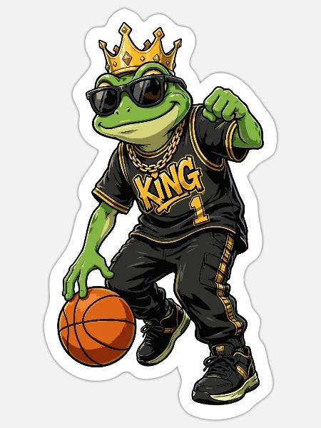 King Frog Hoops Legende - Sticker Größe S (10 x 10 cm) - Mattweiß
