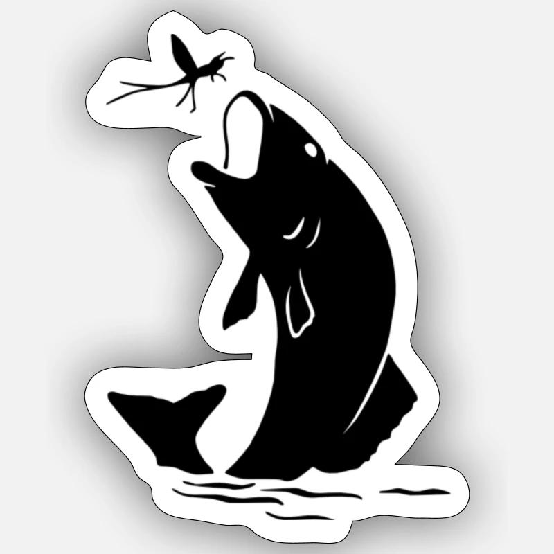 Fisherman, fish, peach, passion, insects - Sticker size S (10 x 10 cm) - white matte