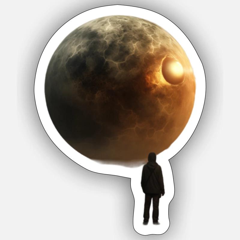 Two planets that collide creating an explosion Sticker Größe S (10 x 10 cm)