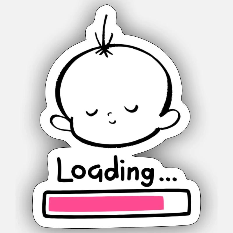 Baby Loading minimal Design - Sticker Größe S (10 x 10 cm) - Mattweiß