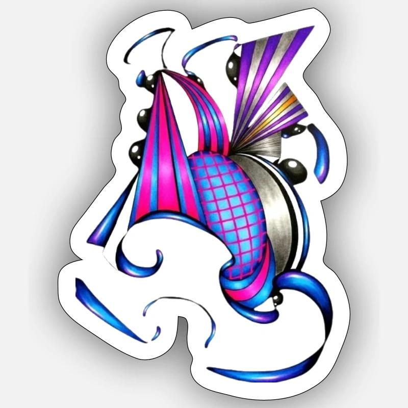 Spirale colorée et fan art Sticker taille S (10 x 10 cm)