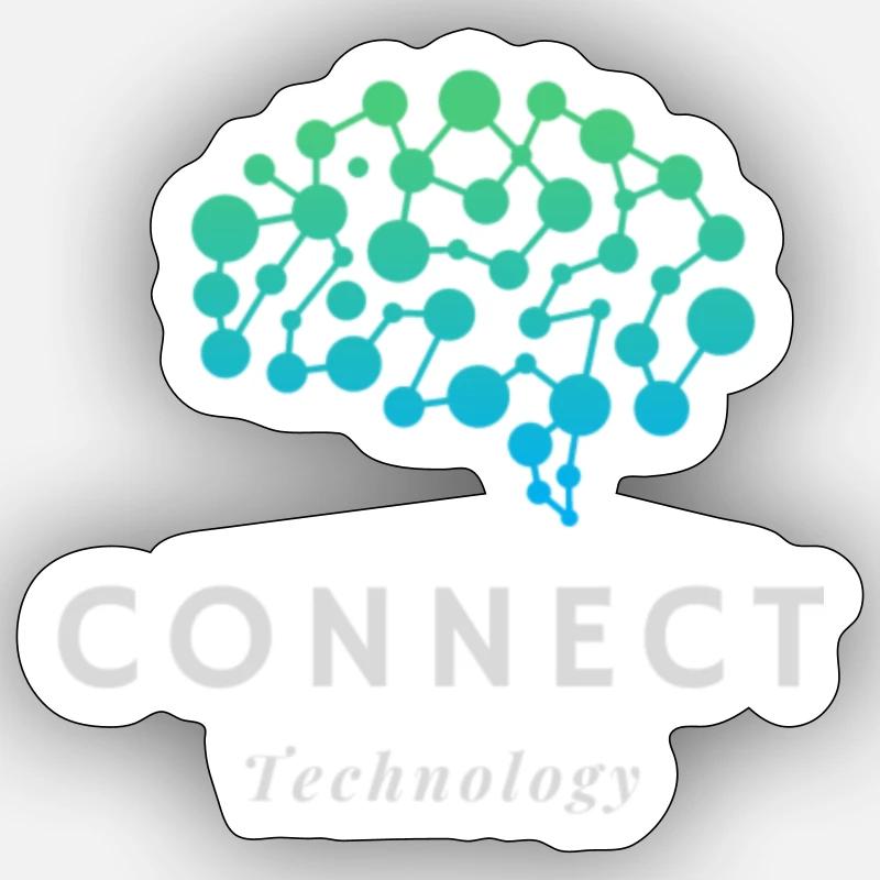 Conception de logo de technologie cérébrale conception de logo de cerveau intelligent Sticker taille S (10 x 10 cm)