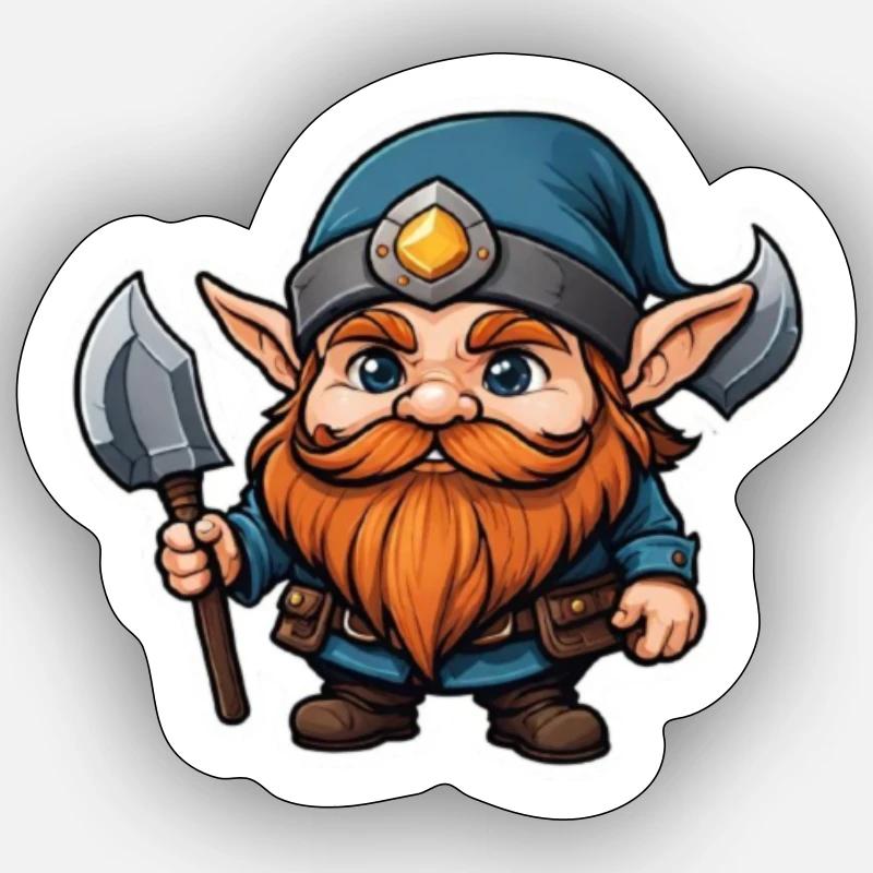 Dwarf with weapon - Sticker size S (10 x 10 cm) - white matte