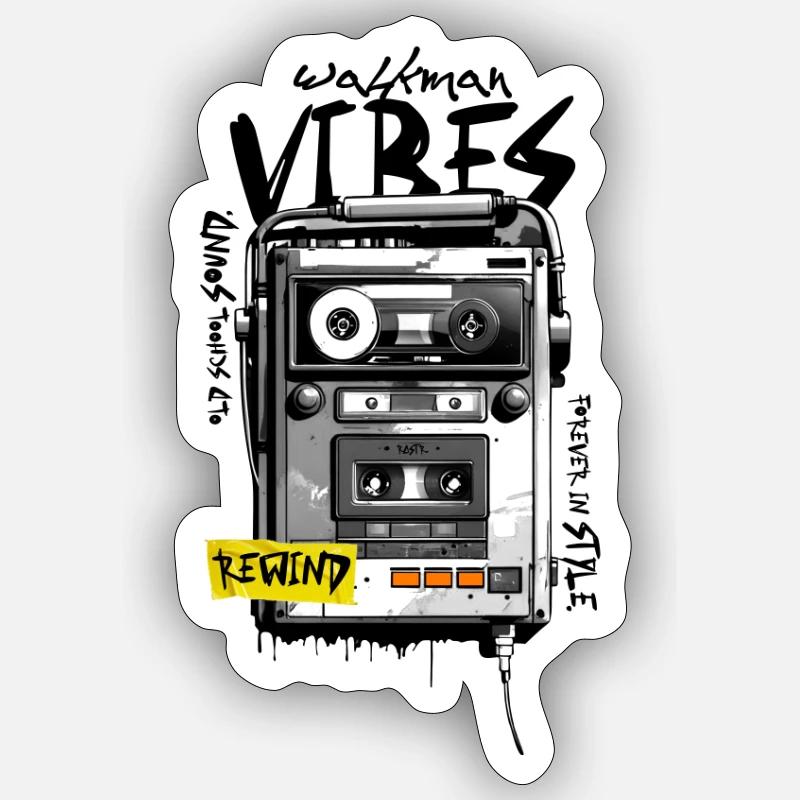Retro-Kassetten-Graffiti-Gerät - Sticker Größe S (10 x 10 cm) - Mattweiß