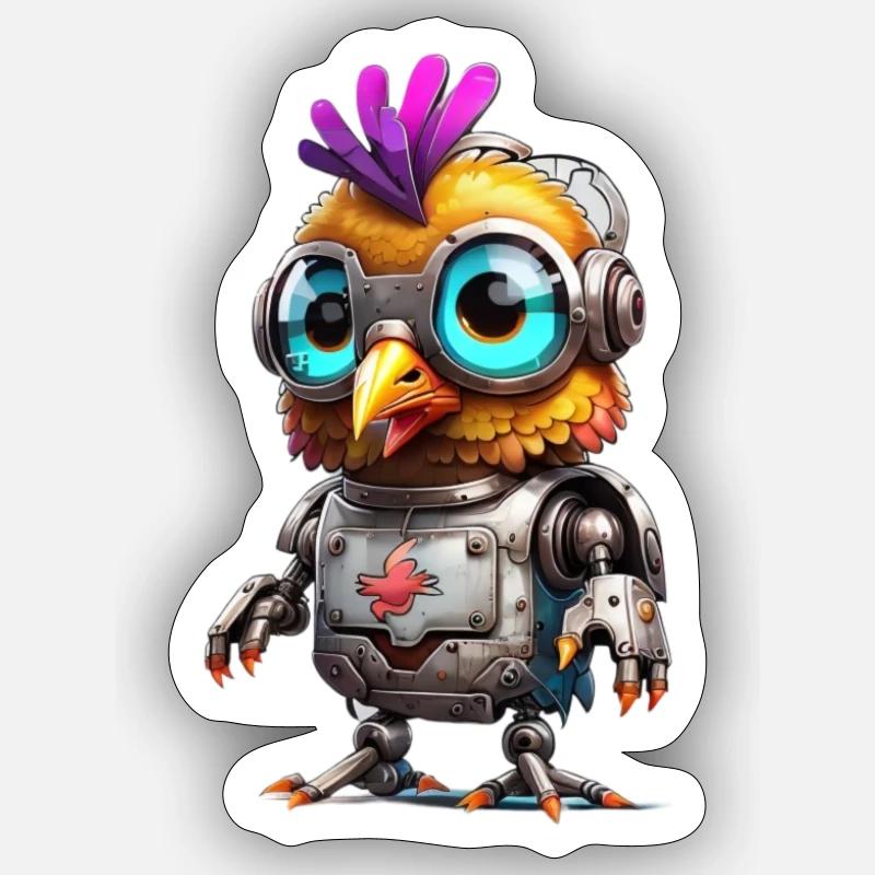 Robo chicken - Sticker size S (10 x 10 cm) - white matte