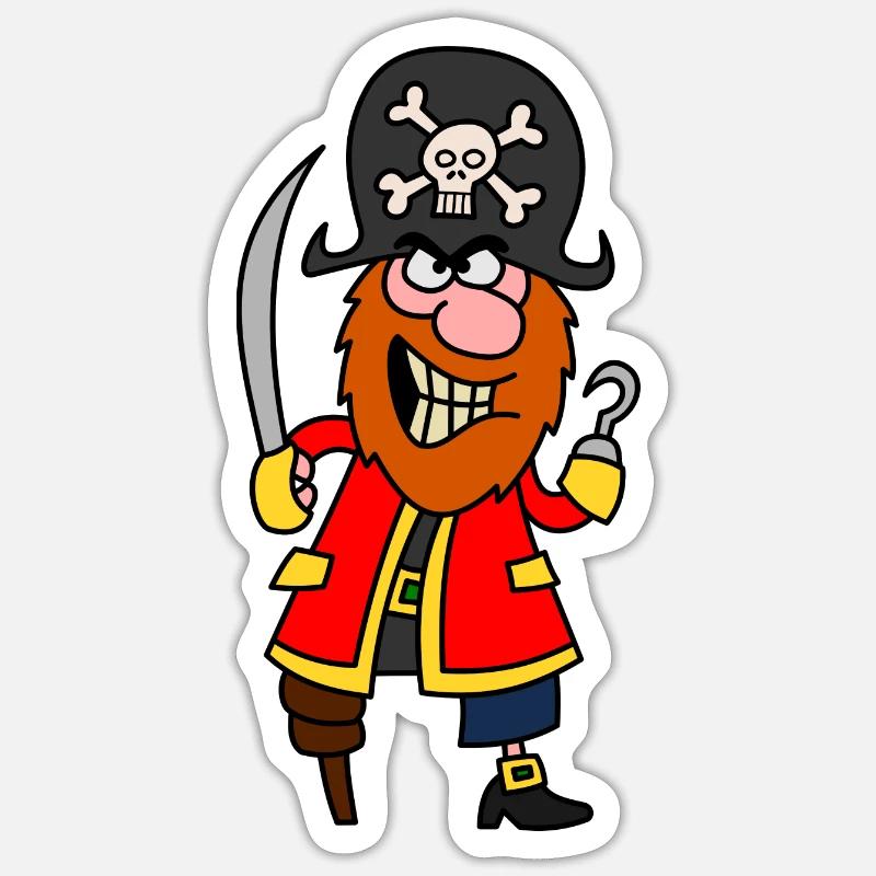 Pirate de bande dessinée - Sticker taille S (10 x 10 cm) - blanc mat