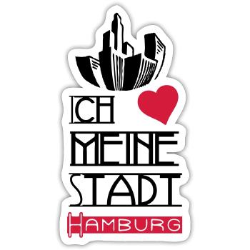 Stadt Liebe Hamburg Deutschland Spruch Geschenk - Sticker Größe S (10 x 10 cm) - Mattweiß - Vorne