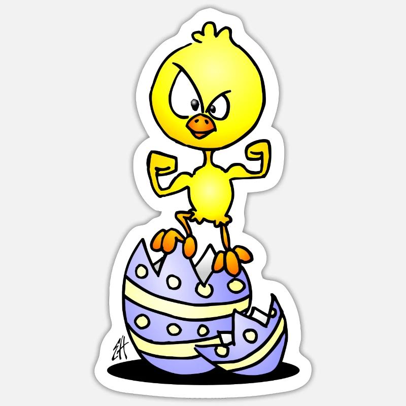 Bold Chick on Eggshells T-Shirt - Sticker size S (10 x 10 cm) - white matte