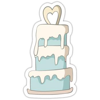 Hochzeitstorte - Sticker Größe S (10 x 10 cm) - Mattweiß - Vorne
