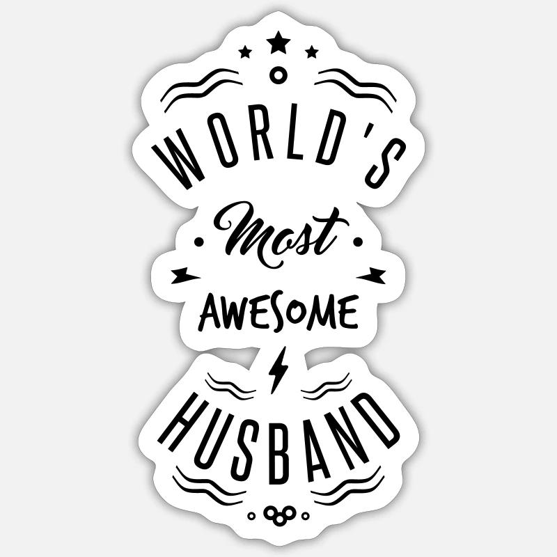AWESOME HUSBAND - Sticker taille S (10 x 10 cm) - blanc mat