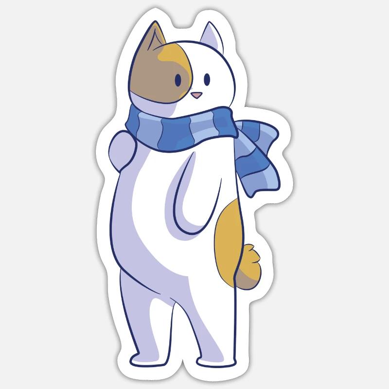 chat avec écharpe Sticker taille S (10 x 10 cm)