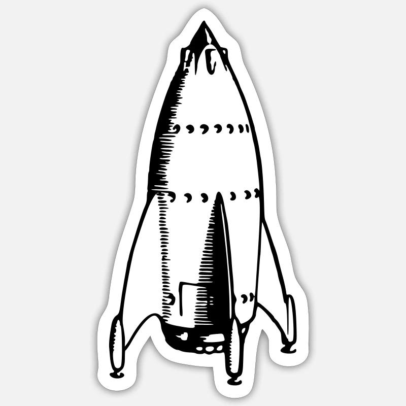vaisseau spatial - Sticker taille S (10 x 10 cm) - blanc mat