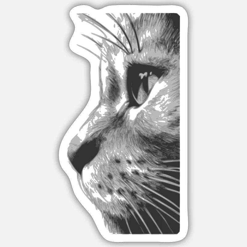 Visage du chat - Sticker taille S (10 x 10 cm) - blanc mat
