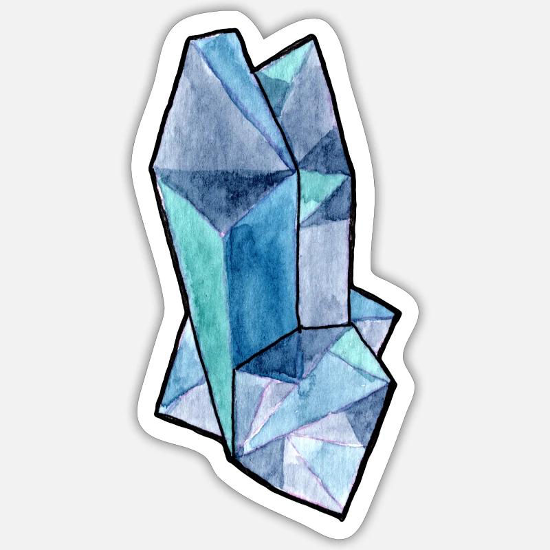 Hellblauer Kristall - Sticker Größe S (10 x 10 cm) - Mattweiß