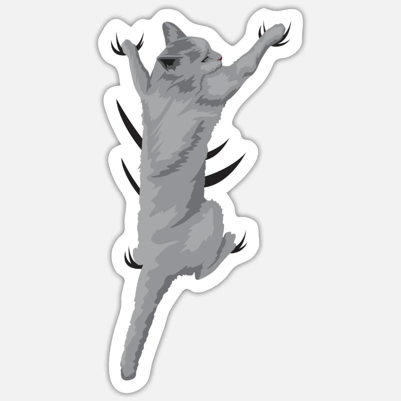 Chat Escalade 3D (chat) - Sticker taille S (10 x 10 cm) - blanc mat