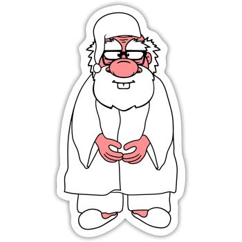 opa alt grossvater schlafanzug mantel muetze muede - Sticker Größe S (10 x 10 cm) - Mattweiß - Vorne