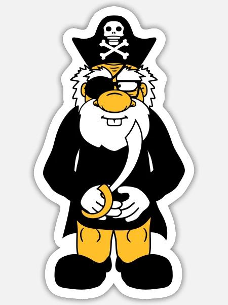 pirat kapitaen matrose seeraeuber saebel meere - Sticker Größe S (10 x 10 cm) - Mattweiß