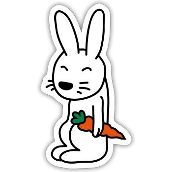 bunny_with_carrot - Sticker Größe S (10 x 10 cm) - Mattweiß - Vorne