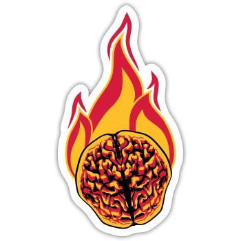 schlau gehirn intelligent on fire denken lernen ko - Sticker Größe S (10 x 10 cm) - Mattweiß - Vorne