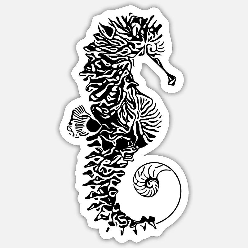 Hippocampe - Sticker taille S (10 x 10 cm) - blanc mat