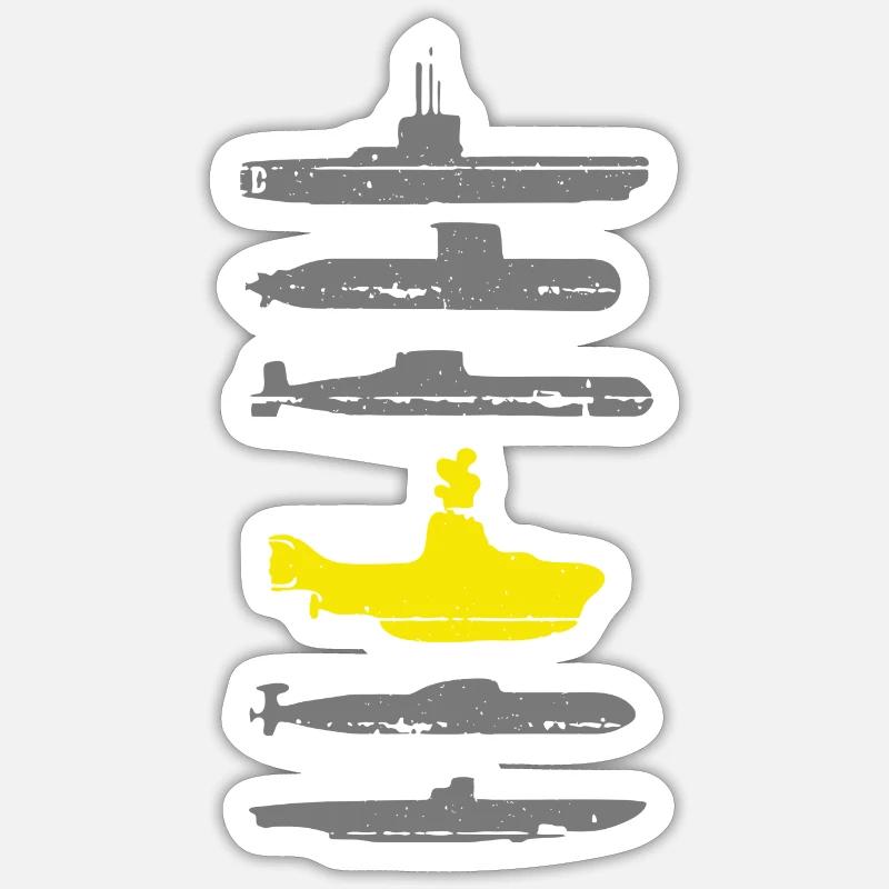 Graphique sous-marin - Sticker taille S (10 x 10 cm) - blanc mat