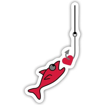 Fishing With Heart - Sticker size S (10 x 10 cm) - white matte - Front