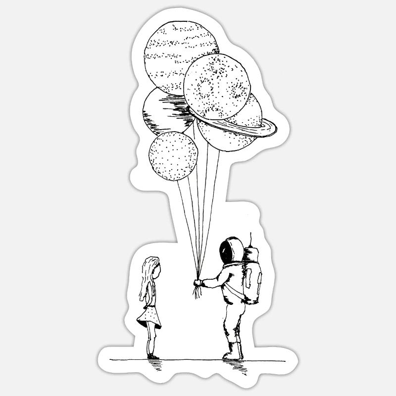 astronaute - Sticker taille S (10 x 10 cm) - blanc mat