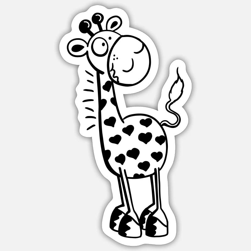 Herzliche Giraffe - Giraffen - Tiere - Comic - Sticker Größe S (10 x 10 cm) - Mattweiß