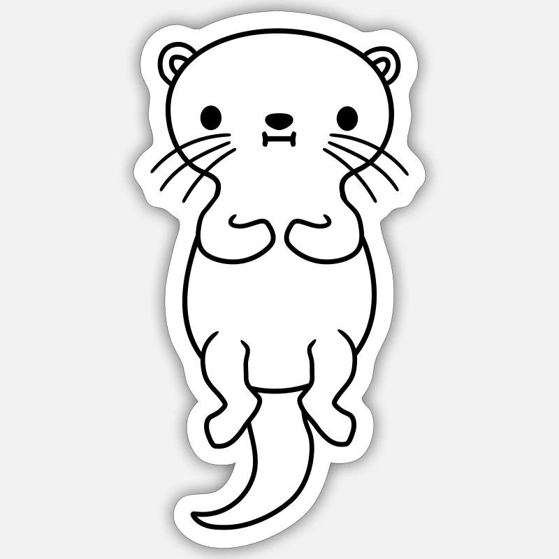 marder nice floating otter - Sticker size S (10 x 10 cm) - white matte