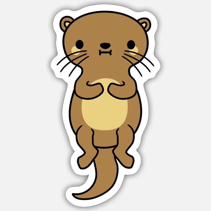nice floating otter - Sticker size S (10 x 10 cm) - white matte