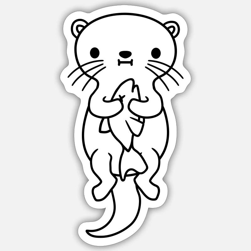 hungry otter eats fish hunger Sticker size S (10 x 10 cm)