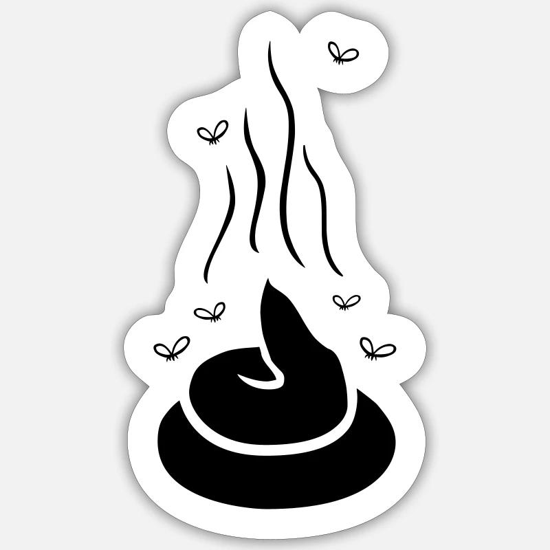 Dampfender Scheißhaufen mit Fliegen - einfärbbar Sticker Größe S (10 x 10 cm)