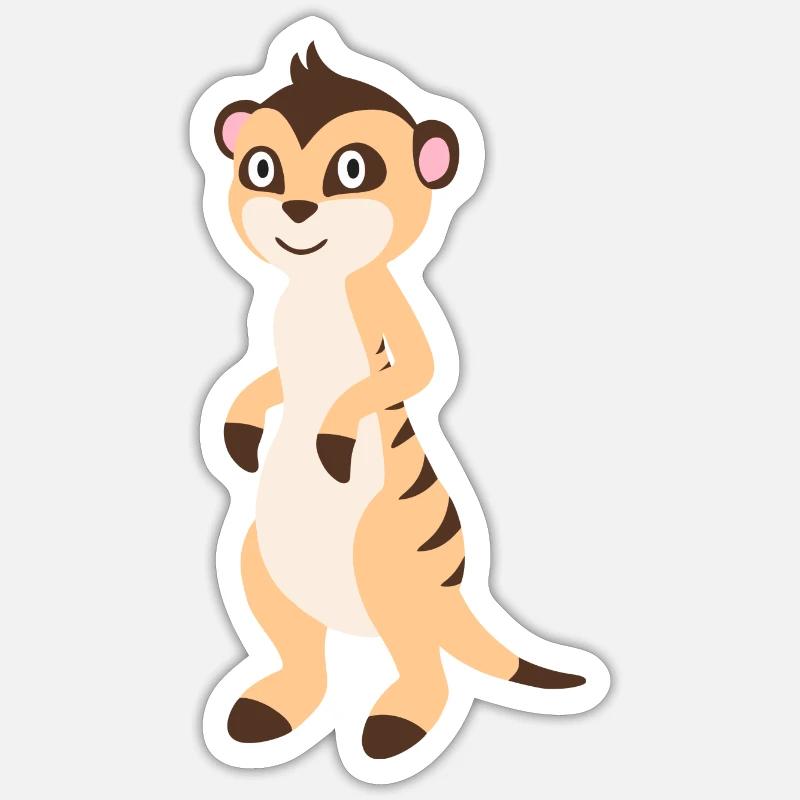 Erdmännchen - Sticker Größe S (10 x 10 cm) - Mattweiß