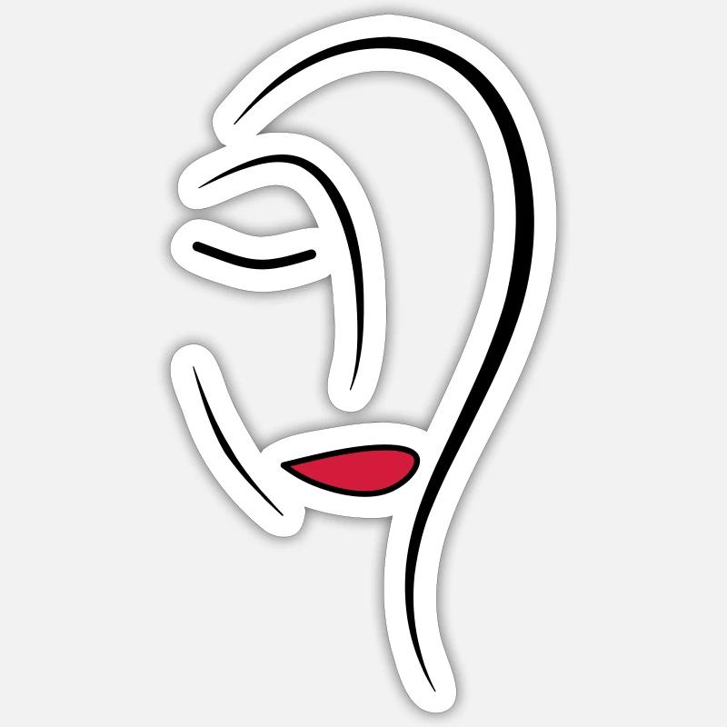 Face de dessin au trait - Sticker taille S (10 x 10 cm) - blanc mat