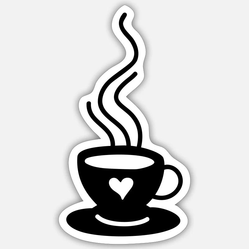 Kaffeetasse Liebe - Sticker Größe S (10 x 10 cm) - Mattweiß
