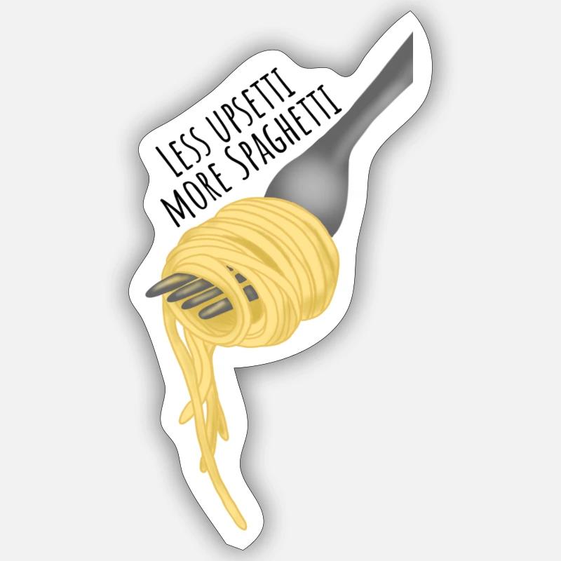 Moins d'upsetti, plus de spaghettis - Sticker taille S (10 x 10 cm) - blanc mat