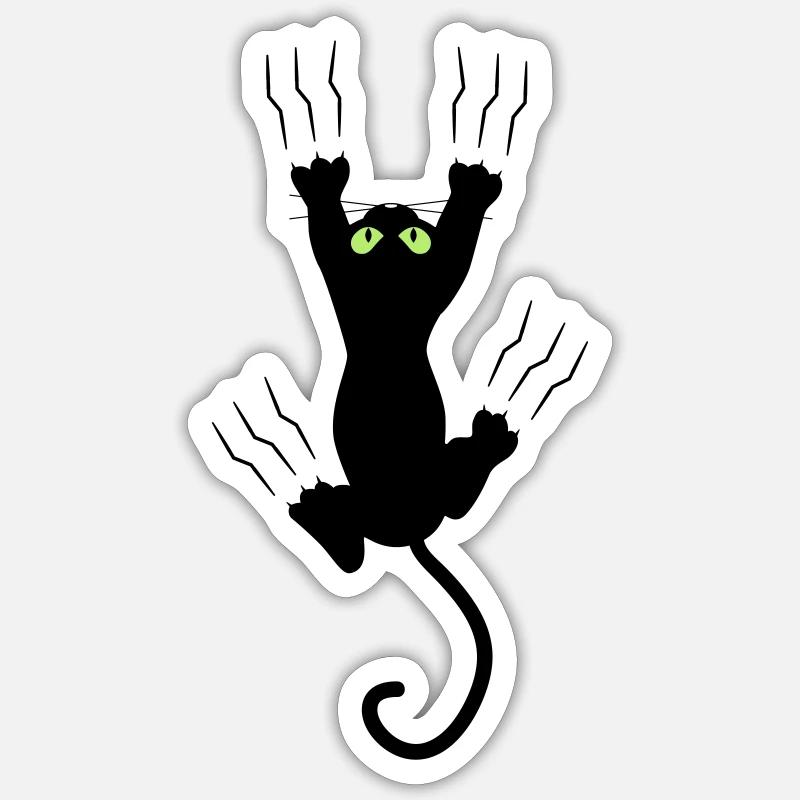 MAUVAIS CHAT NOIR - Sticker taille S (10 x 10 cm) - blanc mat