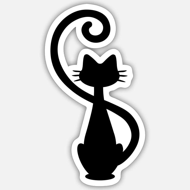 Katze - Chat - Cat - Silhouette - Sticker Größe S (10 x 10 cm) - Mattweiß