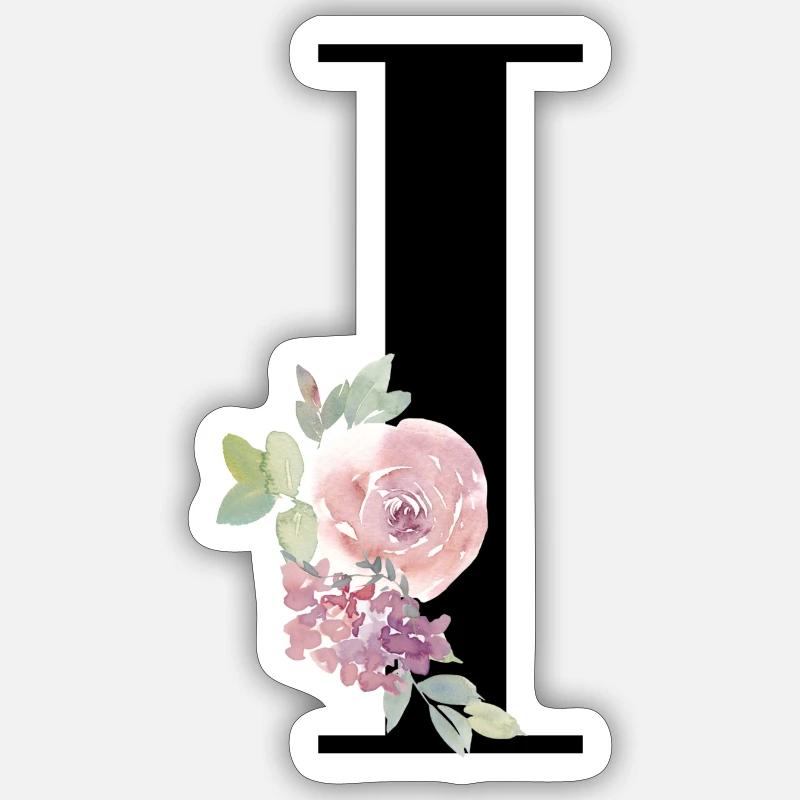 Lettre I avec potion de fleurs - Sticker taille S (10 x 10 cm) - blanc mat
