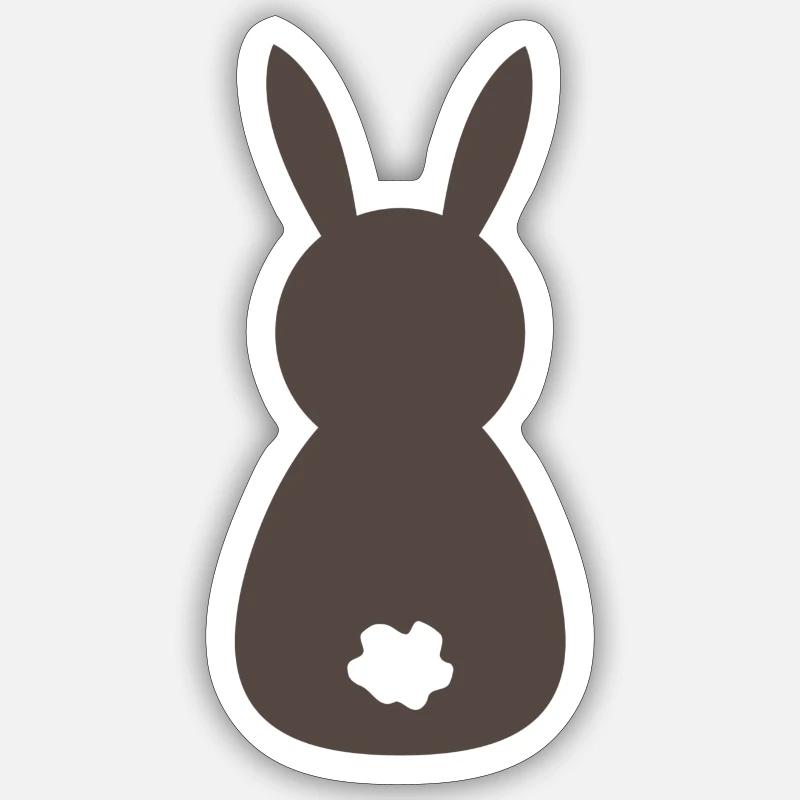 Lapin brun par derrière - Sticker taille S (10 x 10 cm) - blanc mat